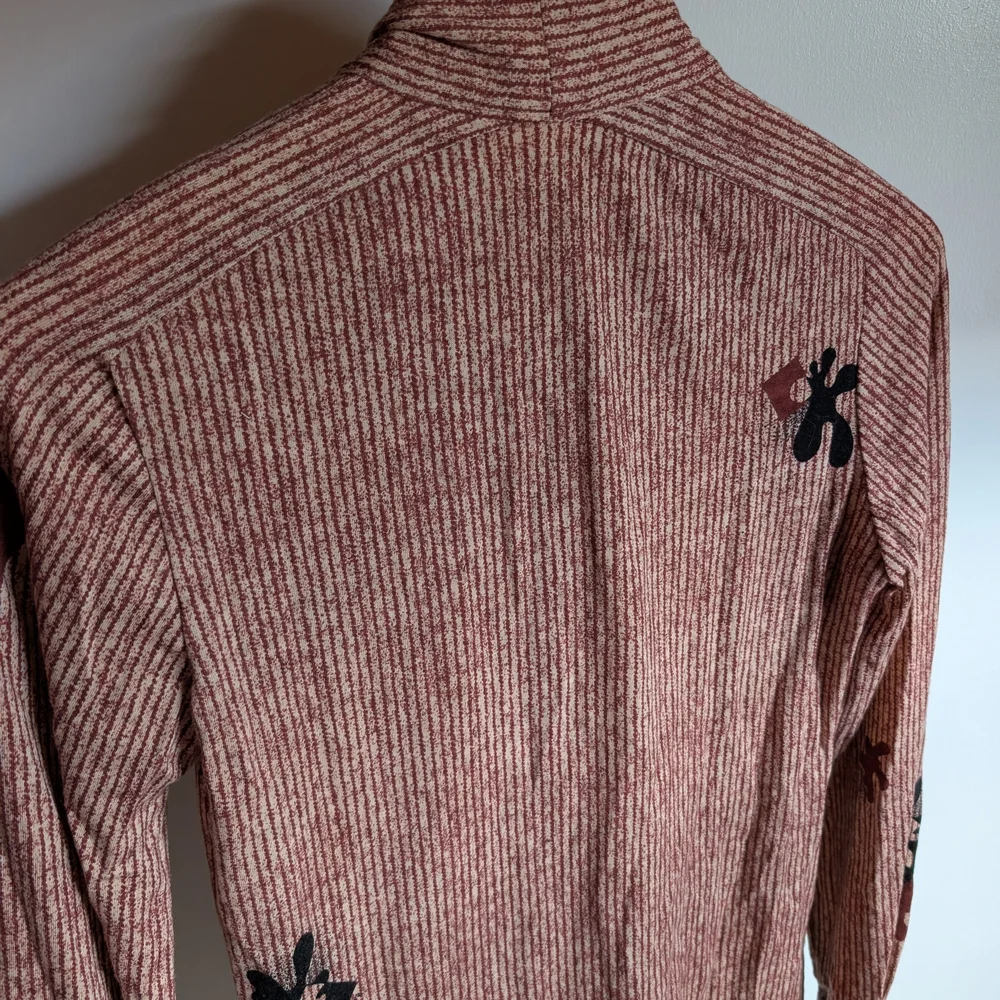 Lola Vintage Italian Tie Neck Blouse with Black Floral Design - Picture 2 of 5